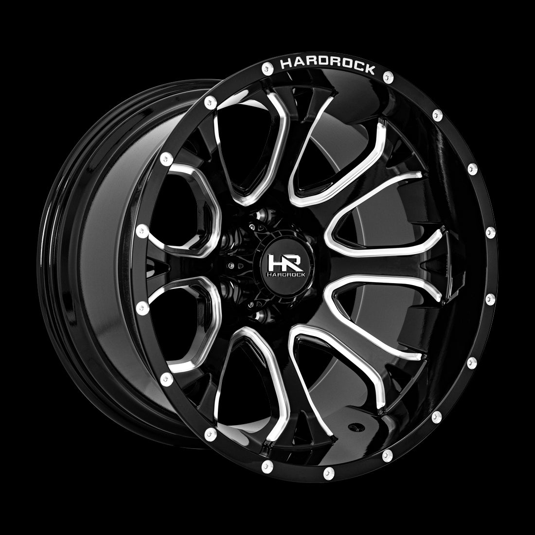 20x12 Hardrock BloodShot Xposed Gloss Black Milled 5x139.7 ET-44 wheel/rim