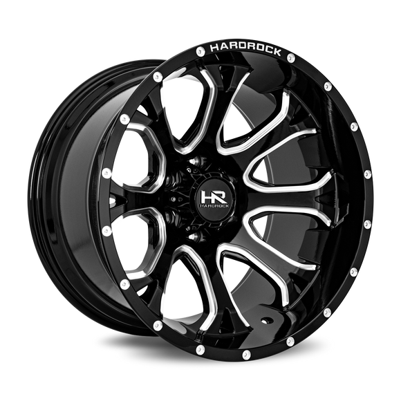 20x12 Hardrock BloodShot Xposed Gloss Black Milled 5x139.7 ET-44 wheel/rim