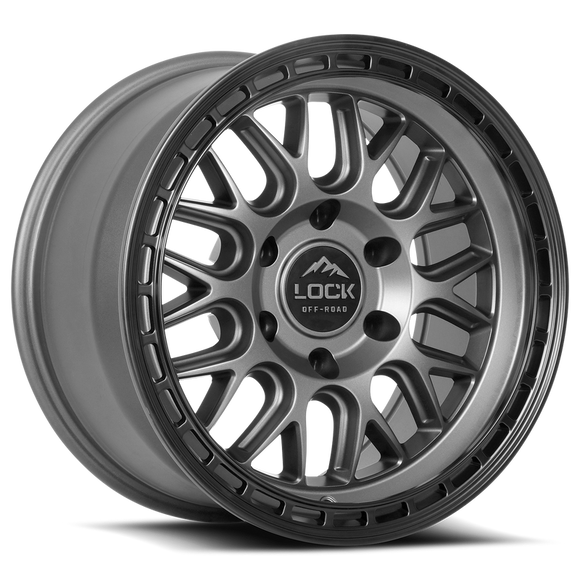 17x9 Lock Off-Road Onyx Matte Grey Matte Black Ring 6x139.7 ET1 Wheel