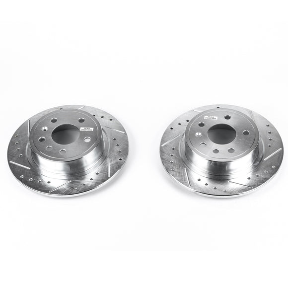 PowerStop Evolution Drilled Slotted Rotors Pair Rear For Saab 9-5