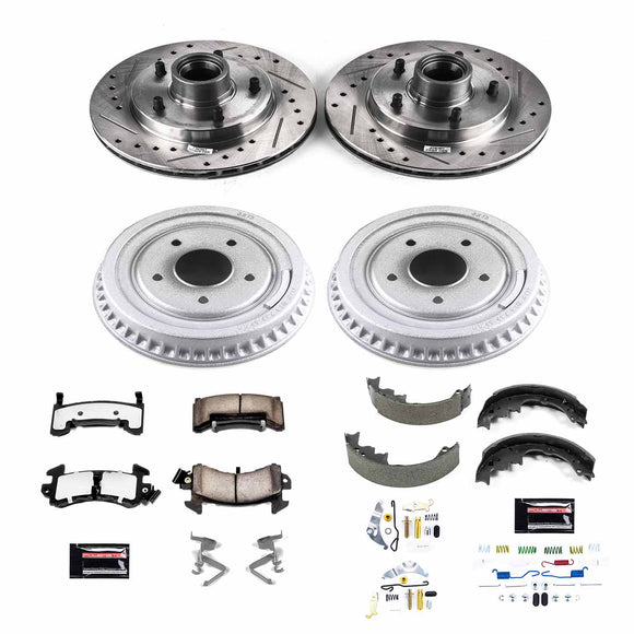PowerStop Z36 Ceramic Brake Pads with Drilled Slotted Rotors and Drum Shoe Kit
