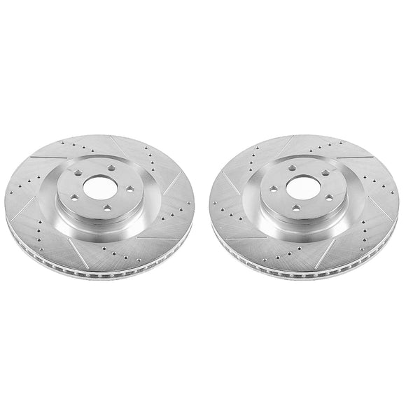 PowerStop Evolution Drilled Slotted Rotors Pair Front For Ford Focus