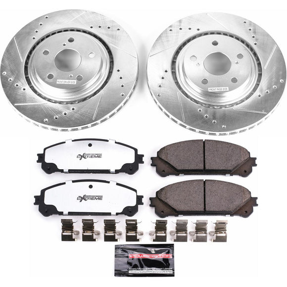 PowerStop Z36 Carbon-Fiber Ceramic Brake Pad with Drilled and Slotted Rotor Kit