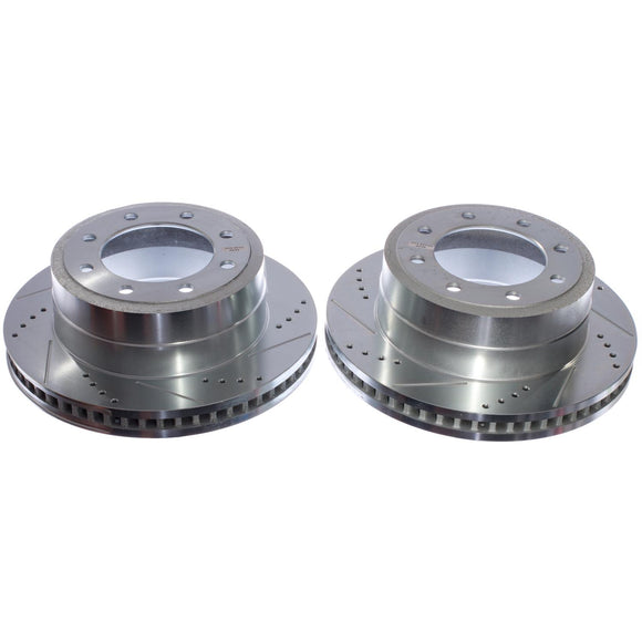 PowerStop Evolution Drilled Slotted Rotors Pair Rear For Ford F-250 Super Duty