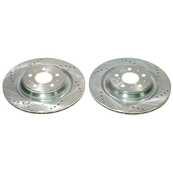 PowerStop Evolution Drilled Slotted Rotors Pair Rear For Tesla 3