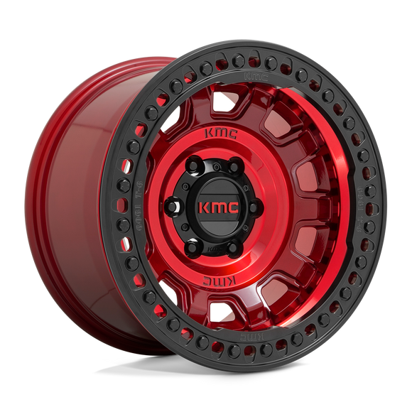 17X9 KMC KM236 TANK Beadlock Candy Red 5X127 ET-15 wheel/rim