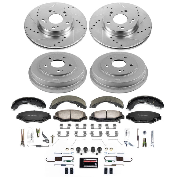 PowerStop Z36 Ceramic Brake Pads with Drilled Slotted Rotors and Drum Shoe Kit