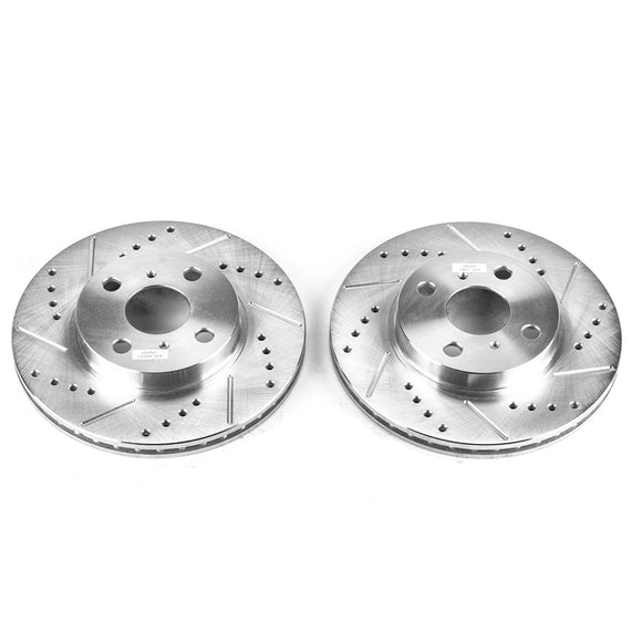 PowerStop Evolution Drilled Slotted Rotors Pair Front For Toyota MR2 Spyder