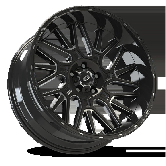 22x10 Vision 404 Brawl Gloss Black Milled Spoke Wheel 5x139.7 ET-19 CB108