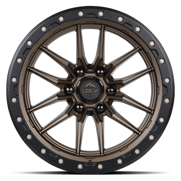 18x9 Lock Off-Road Krawler Matte Bronze Black Ring 5x127 5x5 ET-12 Wheel