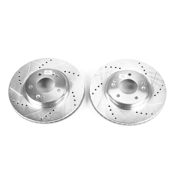 PowerStop Evolution Drilled Slotted Rotors Pair Front For Hyundai Santa Fe