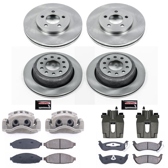 PowerStop OE Stock Replacement Low-Dust Ceramic Brake Pad, Rotor and Caliper Kit