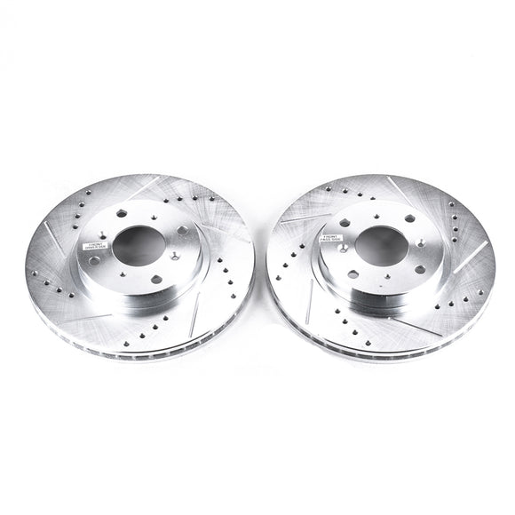 PowerStop Evolution Drilled Slotted Rotors Pair Front For Honda Prelude