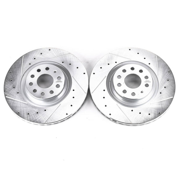 PowerStop Evolution Drilled Slotted Rotors Pair Front For Volkswagen CC