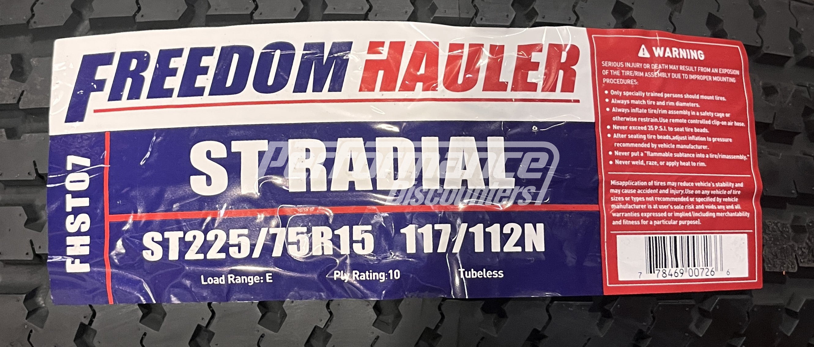 Freedom Hauler ST Radial Trailer Tire(s) 225/75R15 LRE 117L 225/75-15 2257515