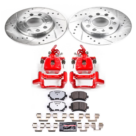 PowerStop Z26 Street Performance Ceramic Brake Pad, Drilled Slotted Rotor, and C