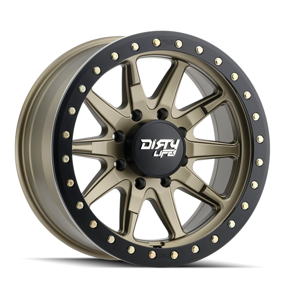 17x9 Dirty Life Dt-2 Satin Gold W/Simulated Ring 5x127 ET-12 wheel/rim