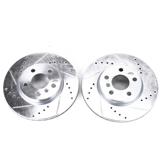 PowerStop Evolution Drilled Slotted Rotors Pair Front For Mini Cooper