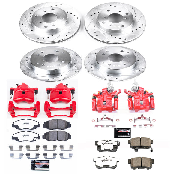 PowerStop Z26 Street Performance Ceramic Brake Pad, Drilled Slotted Rotor, and C