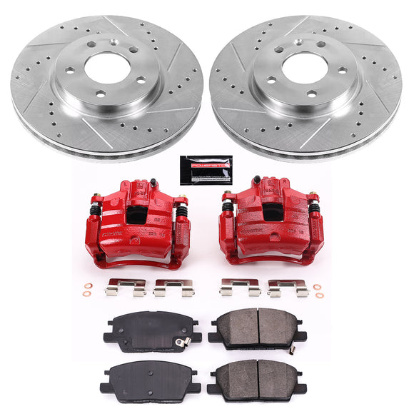 PowerStop Z23 Daily Driver Carbon-Fiber Ceramic Pads Drilled & Slotted Rotor & C