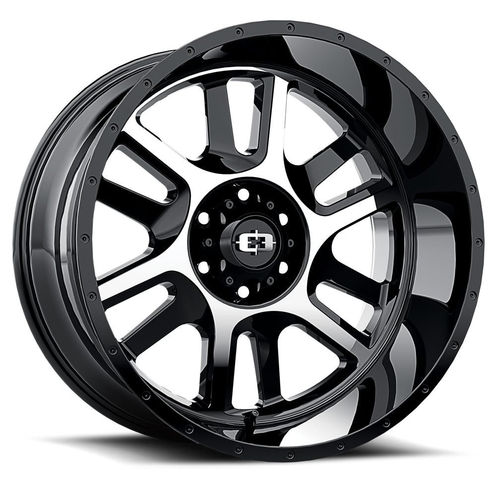 18x9 Vision 419 Split Black Machined Face 6x139.7 6x5.5 ET12 Wheel Rim - 0