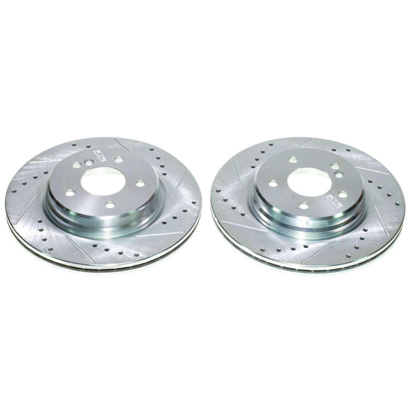 PowerStop Evolution Drilled Slotted Rotors Pair Rear For Mercedes-Benz C43 AMG