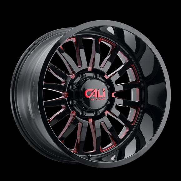 24x14 Cali Off-Road Summit  Black/Red Milled Spokes 8x180 ET-76 wheel