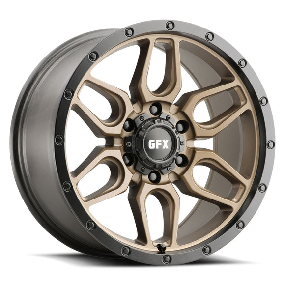 17x8.5 G-FX TR-18 Textured Bronze w/ Matte Black Lip  5x127 ET-6 wheel/rim