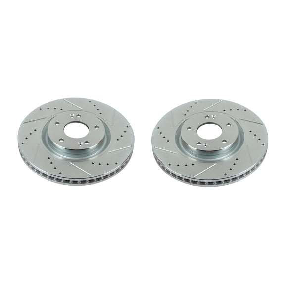 PowerStop Evolution Drilled Slotted Rotors Pair Front For Kia Optima