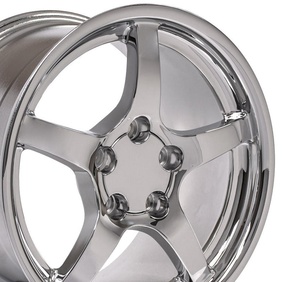 18" Replica Wheel CV05 Fits Chevrolet Corvette - C5 Rim 18x9.5 Deep Dish Chrome