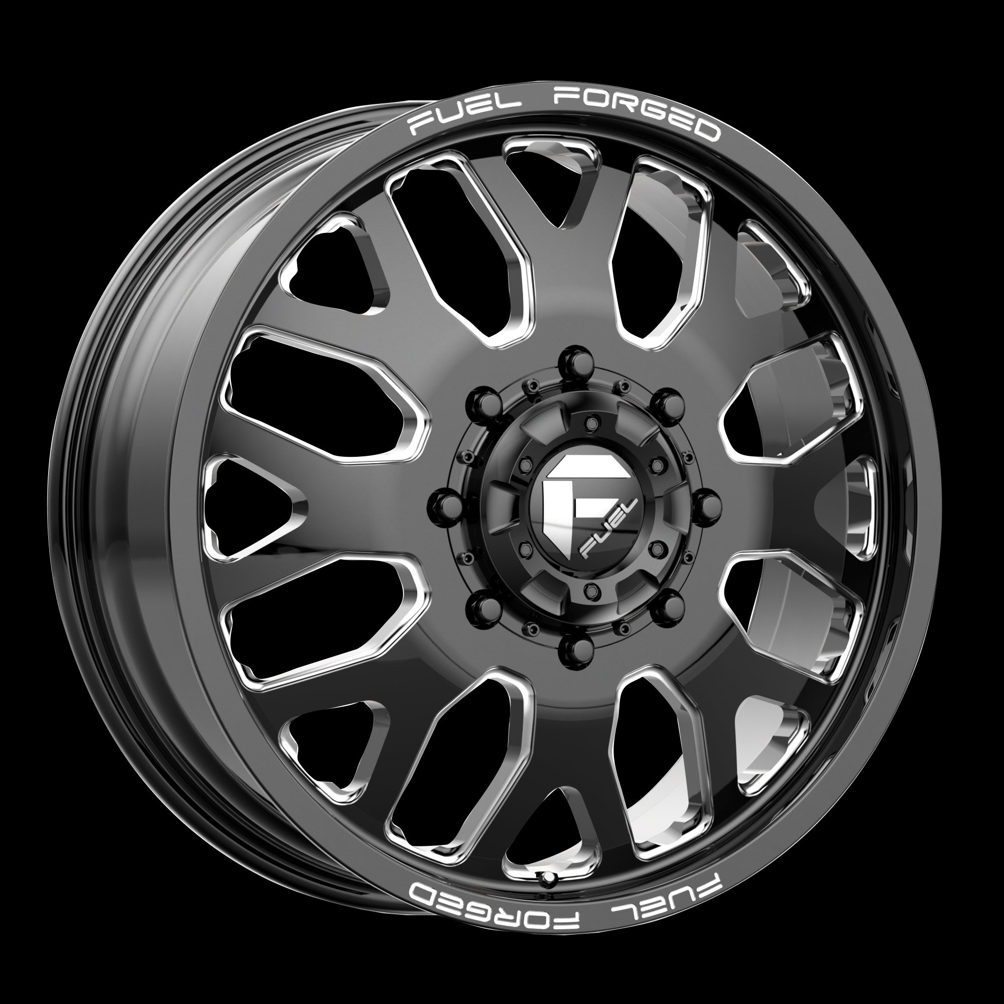 24X8.25 Fuel MONO DE19 FF19D Gloss Black Milled 10X225 ET-200 wheel/rim