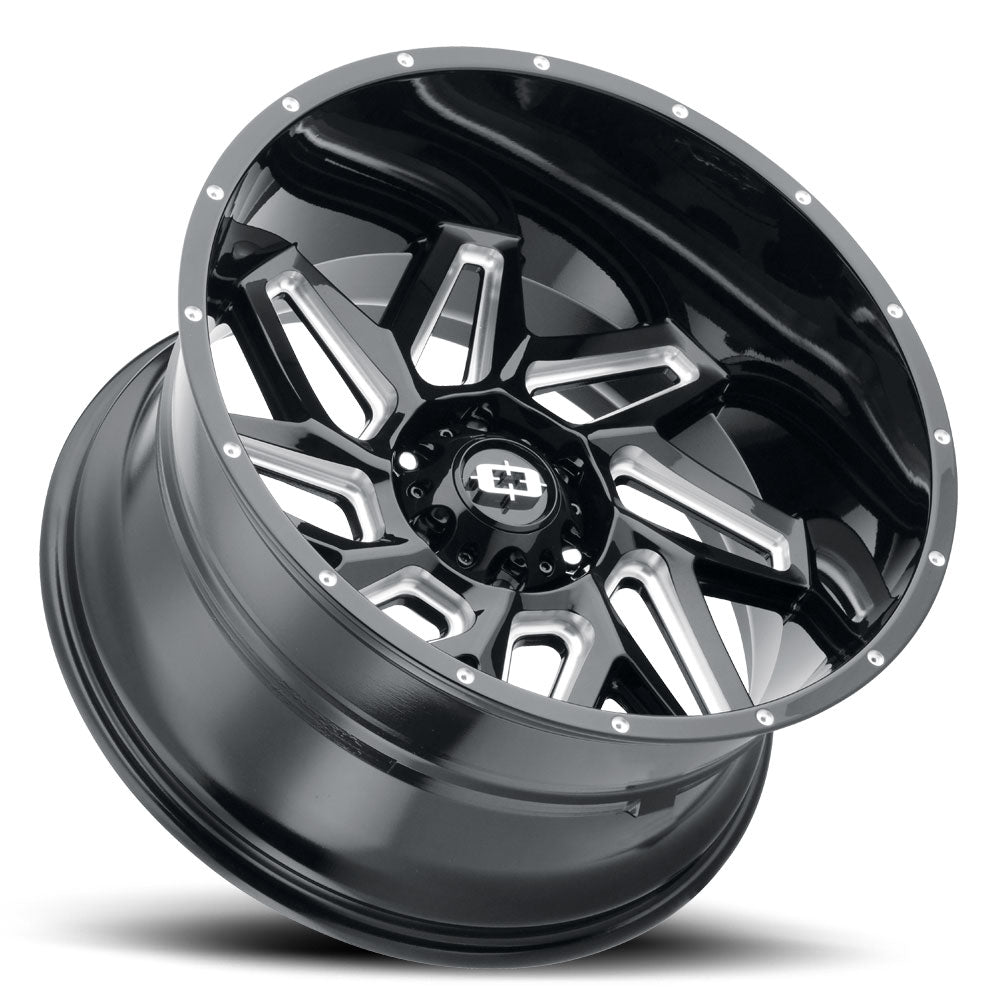 20x10 Vision 361 Spyder Gloss Black Milled Spoke 5x127 5x5 ET-25 Wheel Rim