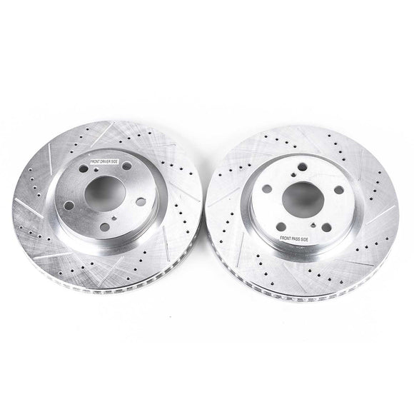 PowerStop Evolution Drilled Slotted Rotors Pair Front For Toyota RAV4