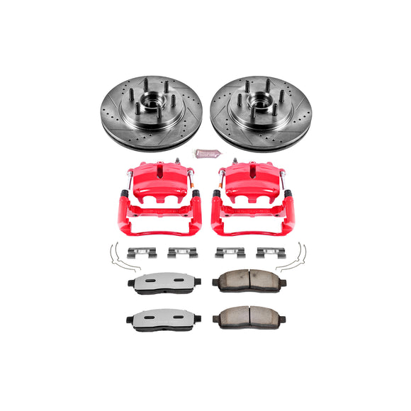 PowerStop Z36 Truck and SUV Ceramic Brake Pad, Drilled & Slotted Rotor, and Cali