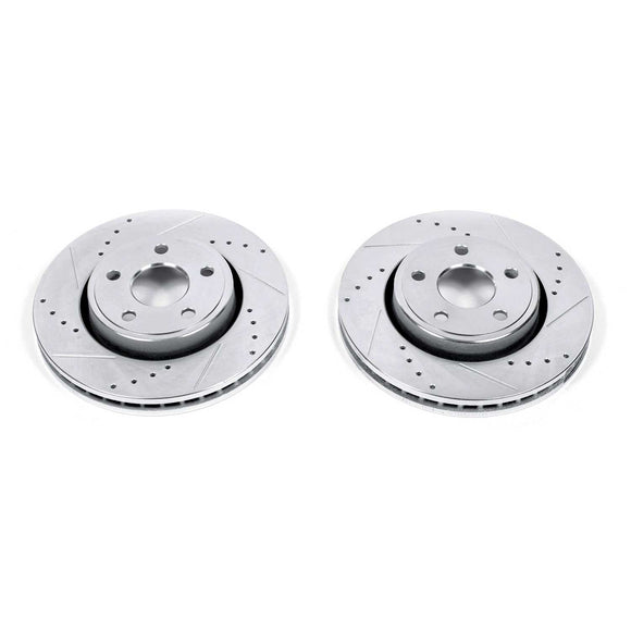 PowerStop Evolution Drilled Slotted Rotors Pair Front For Jeep GrCherokee