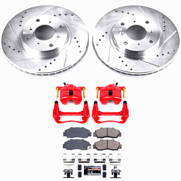 PowerStop Z23 Daily Driver Carbon-Fiber Ceramic Pads Drilled & Slotted Rotor & C