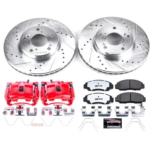 PowerStop Z26 Street Performance Ceramic Brake Pad, Drilled Slotted Rotor, and C