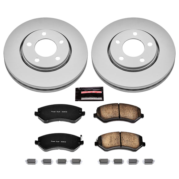 PowerStop Genuine Geomet Coated Rotor and Low-Dust Ceramic Brake Pad Kit