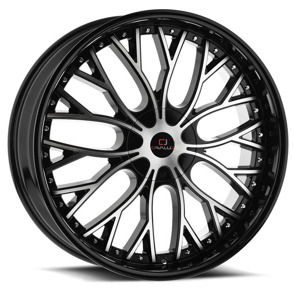 22x9.5 Cavallo CLV-33 Gloss Black & Machined 5x115/120 ET15 wheel/rim