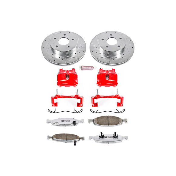 PowerStop Z26 Street Performance Ceramic Brake Pad, Drilled Slotted Rotor, and C