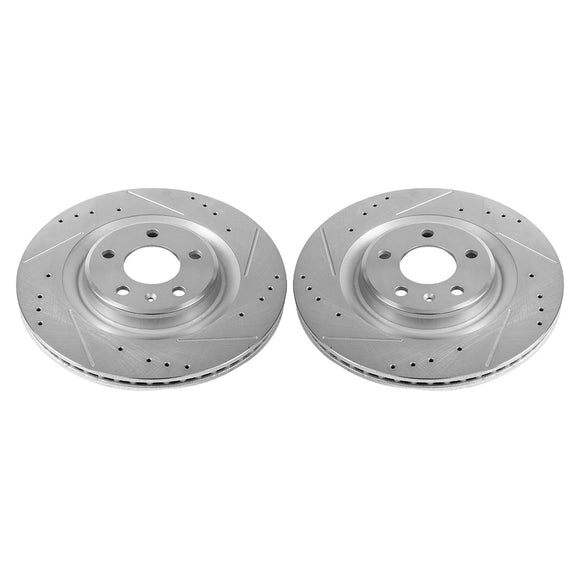 PowerStop Evolution Drilled Slotted Rotors Pair Rear For Audi S4
