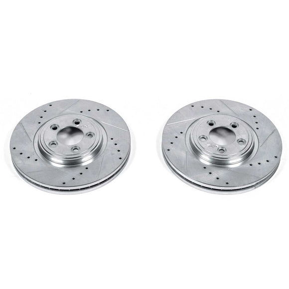 PowerStop Evolution Drilled Slotted Rotors Pair Front For Jaguar S-Type