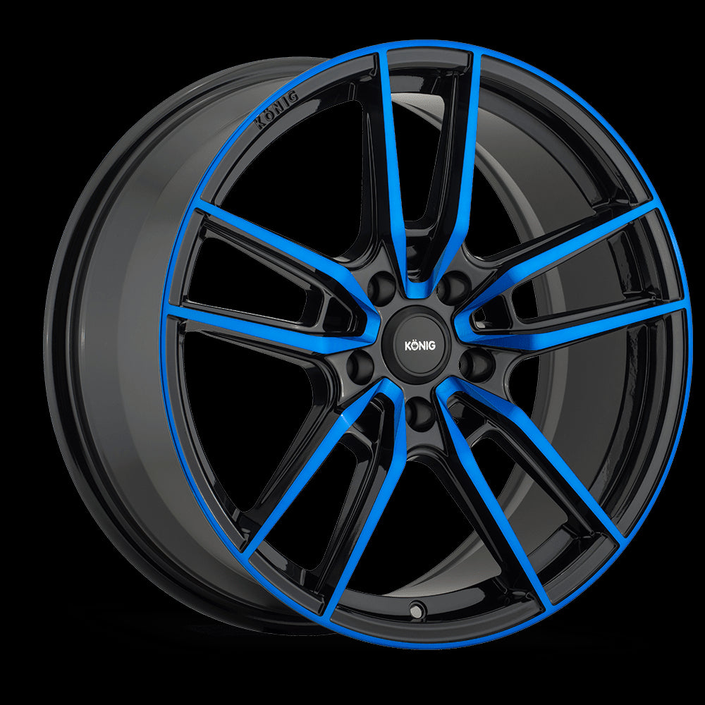 16x7.5 Konig Myth Gloss Black/Blue Tint 5x114.3 5x4.5 ET43 Wheel Rim