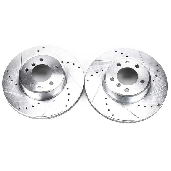 PowerStop Evolution Drilled Slotted Rotors Pair Front For BMW 525i