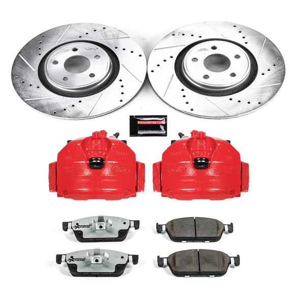 PowerStop Z26 Street Performance Ceramic Brake Pad, Drilled Slotted Rotor, and C