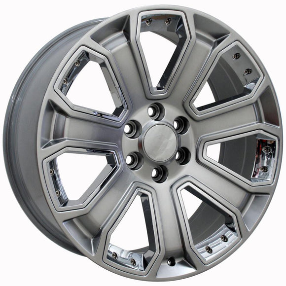 22" Replica CV93B fits Chevy Silverado 22x9 Hyper Black with Chrome Insert