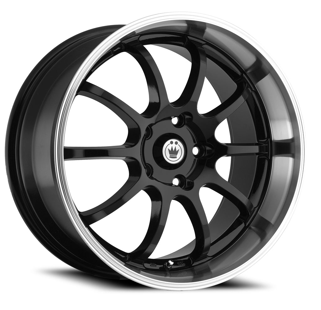 16x7 Konig Lightning Black/Machined Lip 5x100 5x114.3 5x4.5 ET40 Wheel Rim