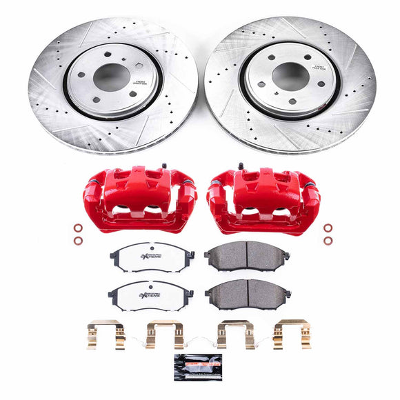 PowerStop Z26 Street Performance Ceramic Brake Pad, Drilled Slotted Rotor, and C