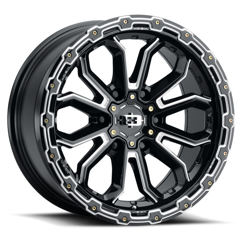 18x9 Vision 405 Korupt Gloss Black Milled Spoke 8x170 ET12 Wheel Rim