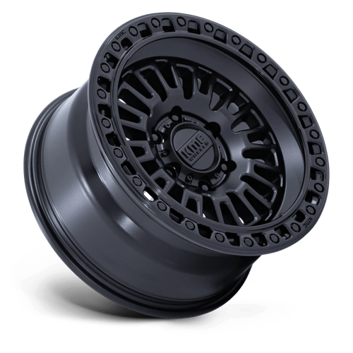 17x8.5 KMC KM554 Aztec Matte Black With Gloss Black Lip 6x120 ET0 CB66.9 Wheel
